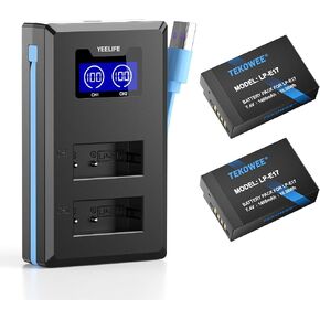 2 Pack LP-E17 Battery and LCD Charger for Canon EOS R50, R100, R10, R8/RP, Rebel T8i, T7i, T6i, T6s, SL2, SL3, M3, M5, M6, 200D, 750D, 760D, 800D, 8000D Cameras in Kuwait