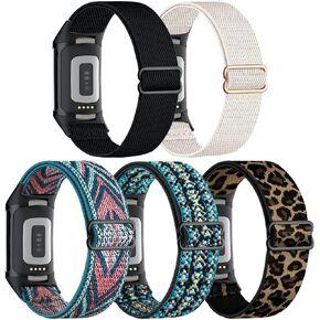 5 Pack Stretchy Watch Bands Compatible with Fitbit Charge 6 Bands/Fitbit Charge 5, Loop Nylon Elastic Fabric Strap for Fitbit Charge 5/6 Women Men in Saudi Arabia