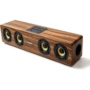 Retro Wooden Bluetooth 5.3 Portable Soundbar Speaker, 20W 2.0 Stereo with Bass Boost, TWS Pairing, USB/TF/AUX/FM Radio, for PC, Monitor, Laptop, Tablet & Smartphone in Saudi Arabia