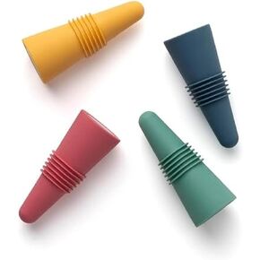 Rabbit W6121 Bottle Stoppers Set of 4, Multicolor Wine Bottle Caps to Preserve Freshness, Stylish and Durable, Perfect for Parties and Gifts in Saudi Arabia
