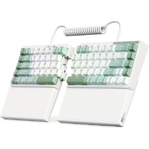RK ROYAL KLUDGE RKS70 Ergonomic Split Mechanical Keyboard, Wireless Bluetooth/2.4G/Wired Keyboard with Wrist Rest, 75% RGB PC Gaming Keyboards, Hot Swappable Switches, Mint Cyan in Saudi Arabia