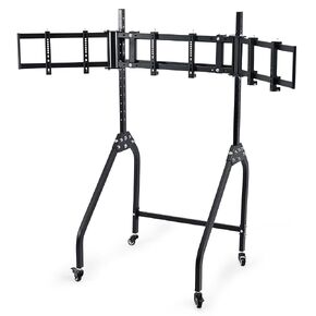 Dardoo Triple Monitor Stand with Brake Casters, Ergonomic Height/Tilt/Spacing Adjustment for 27 to 32 inch Monitors, Gaming Workstation Setup in Saudi Arabia