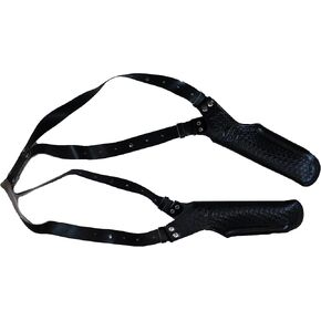 ALIS448 Two Gun Basketweave Shoulder Holster Fits Colt Springfield 1911 Beretta CZ 75 Revolvers 4" Vertical Carry Handmade! (Black) in Kuwait