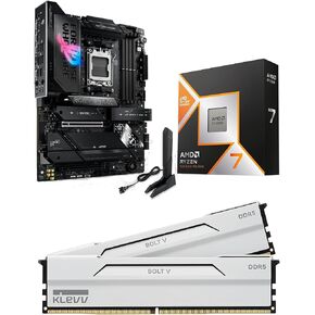 Micro Center CPU Motherboard Memory Combo: AMD Ryzen 7 9800X3D CPU Processor + ASUS ROG Strix X870E-E R2 Gaming WiFi Motherboard + KLEVV Bolt V DDR5 32GB (2x16GB) 6400MHz CL30 Ram Memory White in Kuwait