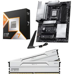 Micro Center CPU Motherboard Memory Combo: AMD Ryzen 7 9800X3D CPU Processor + MSI PRO X870E-P WiFi Motherboard + KLEVV Bolt V DDR5 32GB (2x16GB) 6400MHz CL30 Ram Memory White in Kuwait