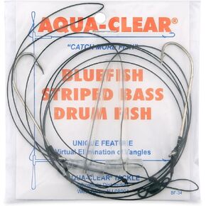 Aqua-Clear Hi-Lo Bluefish Wire Rig 3/0 Hooks, Bluefish Striped Bass Drum Rig, 45 lb Surflon Black Wire Leader, Saltwater Surf Fishing Tackle in Saudi Arabia