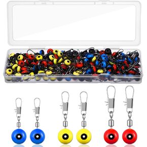 150 Pcs Fishing Line Sinker Slides Fishing Float Connector Rolling Swivels with Interlock Snaps for Catfish Carp Bass, Red Yellow Blue Color Coded 3 Sizes (Large, Medium, Small) in Saudi Arabia