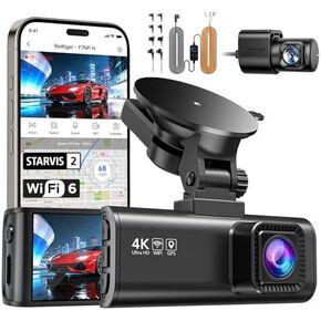 REDTIGER F7NP-N+Acc, Dash Cam 4K Front and 1080P Rear, STARVIS 2 Sensor, 5GHz WiFi (20MB/s), GPS, WDR & HDR Night Vision, 170°Wide Angle, Loop Recording with Emergency Lock(SD Card Not Included) in Saudi Arabia