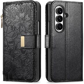 Cases Compatible with Galaxy Z Fold8 Ultra Case for Women with Card Holder Retro Embossed Flower Zipper Flip Cover for Samsung Galaxy Z Fold8 Ultra Purple in Saudi Arabia