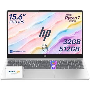 HP 2026 Edition Business Laptop, 15.6" FHD IPS Touchscreen, AMD Ryzen 7 7730U 8-Core 16-Thread Processor for Multitasking, 32GB RAM, 512GB SSD, Numeric Keypad, Camera Privacy Shutter, Windows 11 in Saudi Arabia