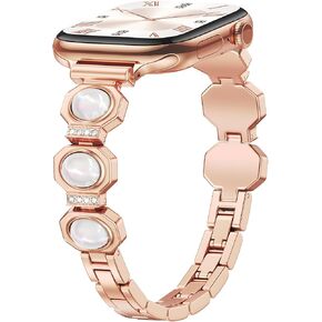 AIRSPO Slim Band Compatible for Apple Watch Bands for Women 38mm 40mm 41mm 42mm,Thin Metal Strap Dressy Jewelry Bracelet with Tiger Eye Gemstone for iWatch Bands Series 11 10 9 8 7 6 5 4 3 SE 2 1 Gold in Saudi Arabia