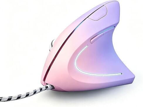 HXMJ Ergonomic Vertical Mouse Wired,USB Corded Optical Mice,7200DPI,Backilt,Right Handed Carpal Tunnel Mouse for Laptop,PC,Computer,Mac-Pink Purple in Saudi Arabia