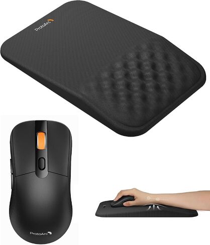 ProtoArc EM15 Bluetooth Rechargeable USB C Mouse Black and MP50 Ergonomic Mouse Pad with Wrist Rest Black in Saudi Arabia