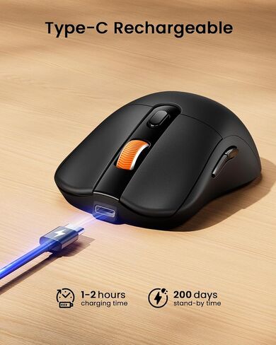 ProtoArc EM15 Bluetooth Rechargeable USB C Mouse Black and MP50 Ergonomic Mouse Pad with Wrist Rest Black in Saudi Arabia