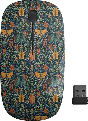 Planetar Insects Botanical Vintage Pattern, USB Optical Wireless Mouse, Ergonomic Slim Desktop Laptop Mice for Kids in Saudi Arabia