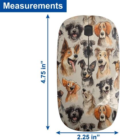 Planetar Dogs Faces Watercolor Pattern, USB Optical Wireless Mouse, Ergonomic Slim Desktop Laptop Mice for Kids in Saudi Arabia