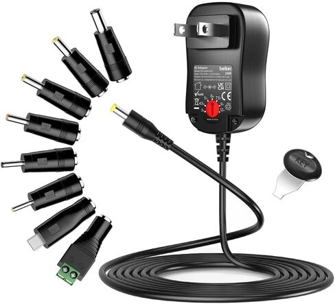 Belker 24W Universal 3V 4.5V 5V 6V 7.5V 9V 12V AC DC Adapter with 8 Tips in Saudi Arabia