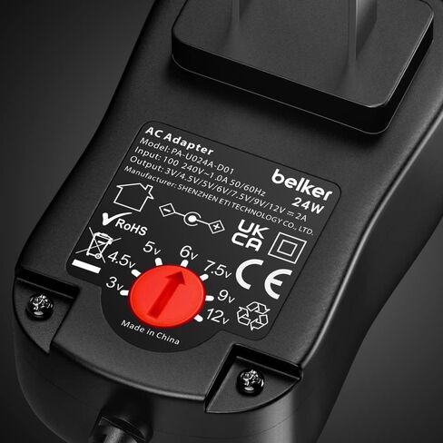 Belker 24W Universal 3V 4.5V 5V 6V 7.5V 9V 12V AC DC Adapter with 8 Tips in Saudi Arabia