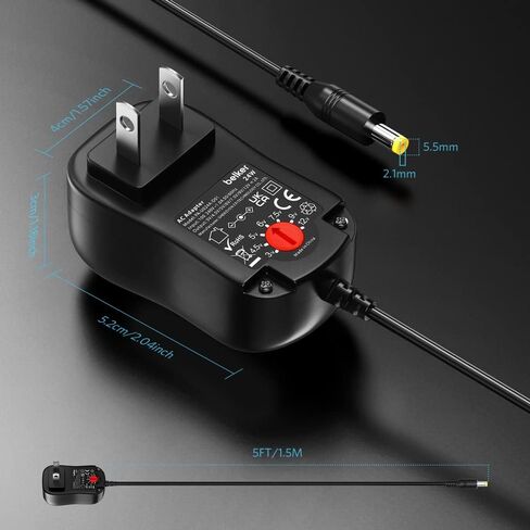 Belker 24W Universal 3V 4.5V 5V 6V 7.5V 9V 12V AC DC Adapter with 8 Tips in Saudi Arabia