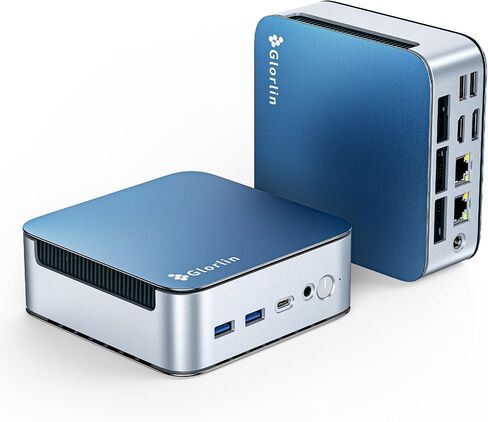 Glorlin Mini PC Ryzen 7 6800H(up to 4.7GHz), 16GB LPDDR5 512GB NVMe SSD, Radeon 680M, Triple 4K Display HDMI/DP/Type-C, Dual LAN, WiFi 6 BT5.3, Mini Desktop Computer for Office, Home & Gaming in Saudi Arabia