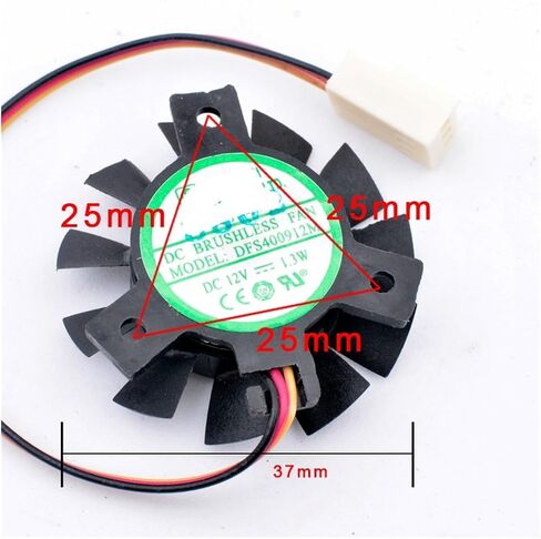 DFS400912M 12V 1.3W Diameter 37mm Hole spacing 25x25x25mm 3 Wires 3pin Cooling Fan for Soft Router Radiator in Kuwait