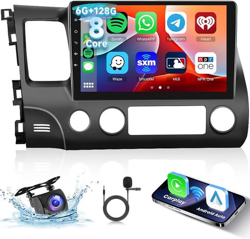 [6G+128G] 8-Core Car Radio for Honda Civic 2006-2011 Android Car Stereo with Bluetooth GPS,Hodozzy 10.1 Inch Touch Screen with Wireless Carplay Android Auto,WiFi USB,DSP,FM RDS in Saudi Arabia
