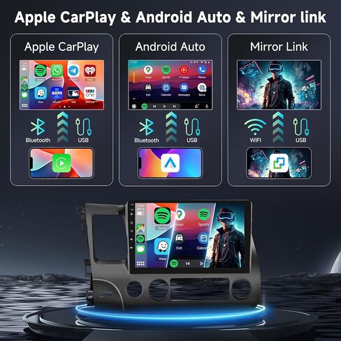 [6G+128G] 8-Core Car Radio for Honda Civic 2006-2011 Android Car Stereo with Bluetooth GPS,Hodozzy 10.1 Inch Touch Screen with Wireless Carplay Android Auto,WiFi USB,DSP,FM RDS in Saudi Arabia