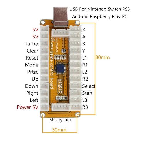 SJ@JX Arcade Game USB Encoder Zero Delay 2 Player Gamepad LED Button Joystick Controller for Nintendo Switch PC PS3 Retropie Raspberry Pi MAME in Kuwait