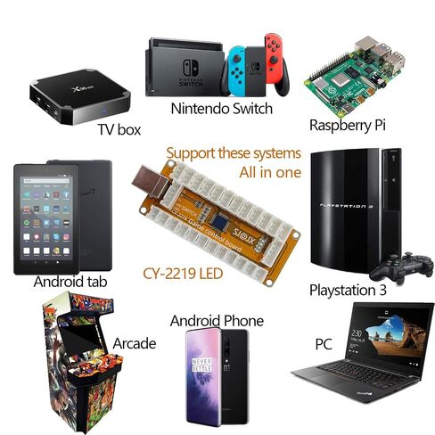 SJ@JX Arcade Game USB Encoder Zero Delay 2 Player Gamepad LED Button Joystick Controller for Nintendo Switch PC PS3 Retropie Raspberry Pi MAME in Kuwait