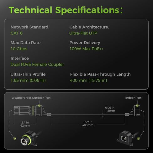 EDUP LOVE Cat6 Flat Starlink Window Cable Pass Through RJ45 Extension Cable in Saudi Arabia
