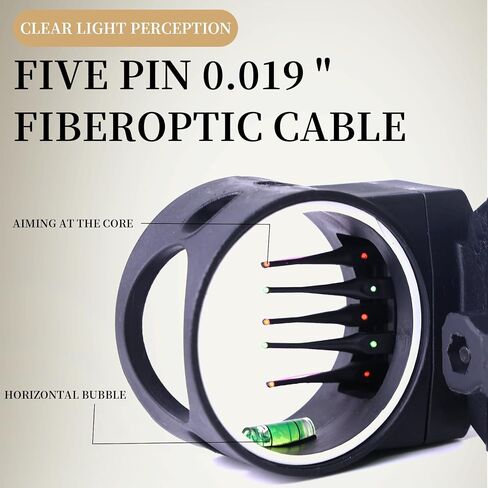 Compound Bow Sight Four Way Adjustable 5-Pin Sight 019 "Horizontal Fiber Optic Pin Bubble Level Easy to Install Universal Sight for Composite Bow in Saudi Arabia