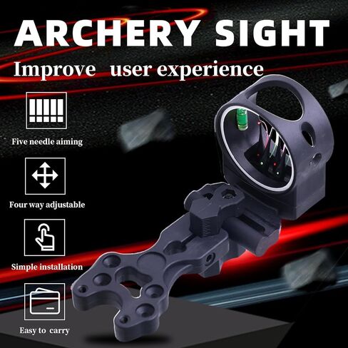 Compound Bow Sight Four Way Adjustable 5-Pin Sight 019 "Horizontal Fiber Optic Pin Bubble Level Easy to Install Universal Sight for Composite Bow in Saudi Arabia