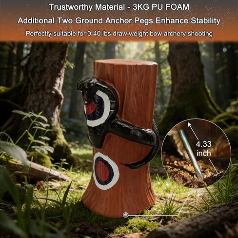 3D Archery Target - Black Snake & Tree Stump, Self-Healing PU Foam, Lifelike 3D Animal Target for Bow Hunting, Archery Animal Target for Compound & Recurve Bow Shooting in Saudi Arabia