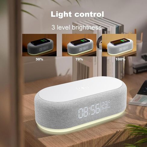 4 in 1 Wireless Charger Station with Digital Alarm Clock,15W Fast Charging Dock 12/24H Clock,Alarm Clocks Bedside,LED Display with Temperature,Dimmable Night Light,15W Fast Wireless Charger Station in Saudi Arabia