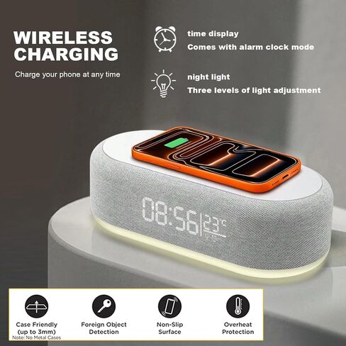4 in 1 Wireless Charger Station with Digital Alarm Clock,15W Fast Charging Dock 12/24H Clock,Alarm Clocks Bedside,LED Display with Temperature,Dimmable Night Light,15W Fast Wireless Charger Station in Saudi Arabia