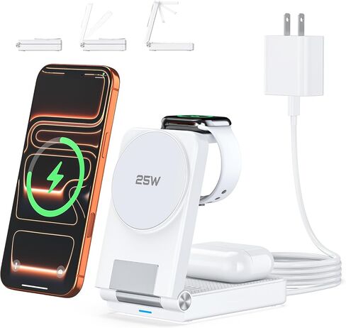 25W 3 in 1 Charging Station,Foldable MagSafe Fast Magnetic Wireless Charger in Saudi Arabia