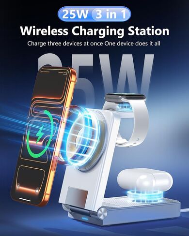 25W 3 in 1 Charging Station,Foldable MagSafe Fast Magnetic Wireless Charger in Saudi Arabia
