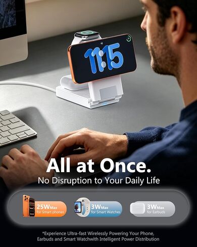 25W 3 in 1 Charging Station,Foldable MagSafe Fast Magnetic Wireless Charger in Saudi Arabia
