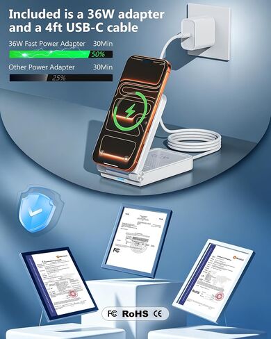 25W 3 in 1 Charging Station,Foldable MagSafe Fast Magnetic Wireless Charger in Saudi Arabia