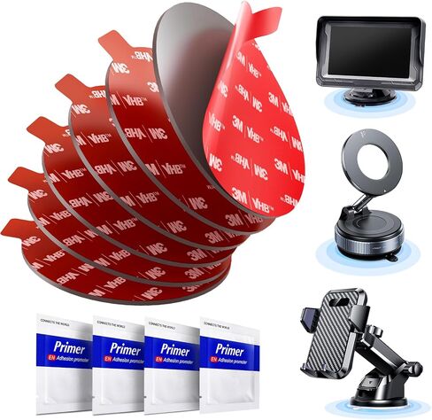 Adhesive Pad for Car Phone Mount: 6Pcs 2.76" Double Sided Tape Sticky Replacement for Dash Dashboard Windshield Suction Cup GPS Holder, 70mm Round Heat Resistant Sticker with Adhesion Promoter in Saudi Arabia