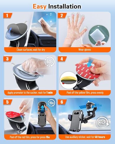 Adhesive Pad for Car Phone Mount: 6Pcs 2.76" Double Sided Tape Sticky Replacement for Dash Dashboard Windshield Suction Cup GPS Holder, 70mm Round Heat Resistant Sticker with Adhesion Promoter in Saudi Arabia