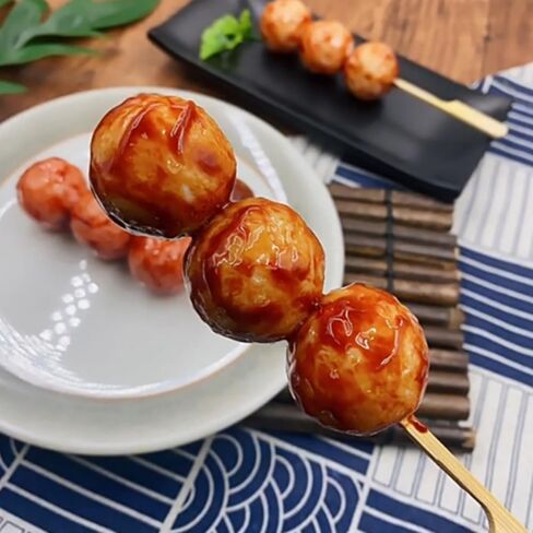 2Pcs Artificial Lifelike Meatballs Skewers Barbecued Beef Balls BBQ Fish Ball Home Kitchen Decoration Photography Props in Saudi Arabia