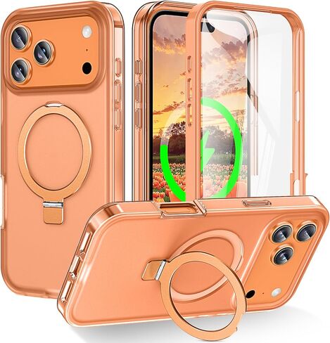 for iPhone 17 Stand Case with Screen Protector-Purple in Saudi Arabia