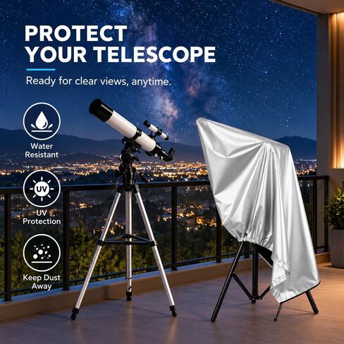 Outdoor Telescope Cover for Bresser Messier MC-90 2010s-Present, Water-Resistant Oxford Fabric with Drawstring, Helps Shield from Dust, Light Rain & Sun Exposure in Kuwait
