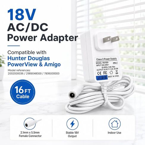 18V Power Adapter for Hunter Douglas PowerView Amigo, 16 ft in Kuwait