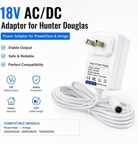 18V Power Adapter for Hunter Douglas PowerView Amigo, 16 ft in Kuwait