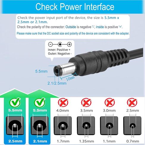 12V DC Power Supply 2.5A 30W Universal AC Adapter 100-240 50/60Hz AC to DC 12 Volt 2500mp power adapter Transformer, 7.6ft DC 12V Power Cord【5.5mm x 2.5mm&2.1mm Barrel Plug】 in Saudi Arabia
