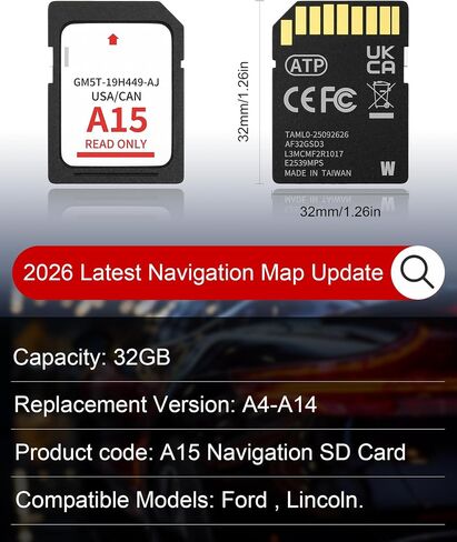 2026 Latest A15 Navigation SD Card for Ford Lincoln, Ford Sync 2 SD Card GPS Map Update USA/Canada for F-150 Accessories Ford Explorer Fusion Escape Edge Expedition Lincoln MKZ MKC MKX, GM5T-19H449-AJ in Saudi Arabia