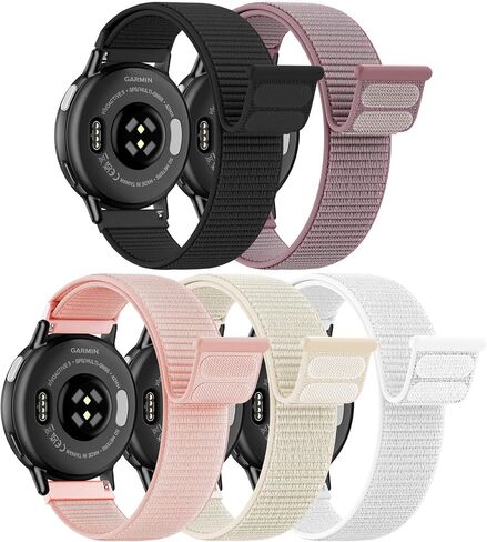 5 Pack Nylon Loop Sport Band Compatible with Garmin Vivoactive 6/5/3/Venu 2 Plus/Forerunner 165/55/245/645,20mm Breathable Soft Band Adjustable Watch Straps for Garmin Venu/Sq/Sq 2/Vivomove HR in Kuwait