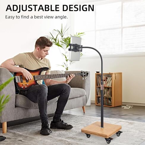 wishacc Tablet Floor Stand for Bed - Gooseneck Tablet Holder Mount with Adjustable Height and 4 Wheels, Compatible with iPad mini Air Pro 12.9/9.7, Galaxy Tab, Kindle, Cell Phones (4.7"-13") in Saudi Arabia